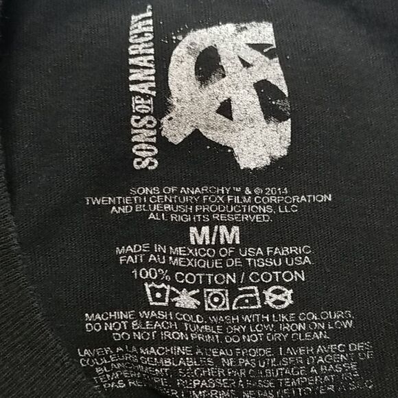 Sons Of Anarchy Graphic Tee Shirt Men's Size Medium Black White Reaper 2014 - Picture 4 of 4